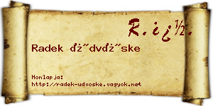 Radek Üdvöske névjegykártya